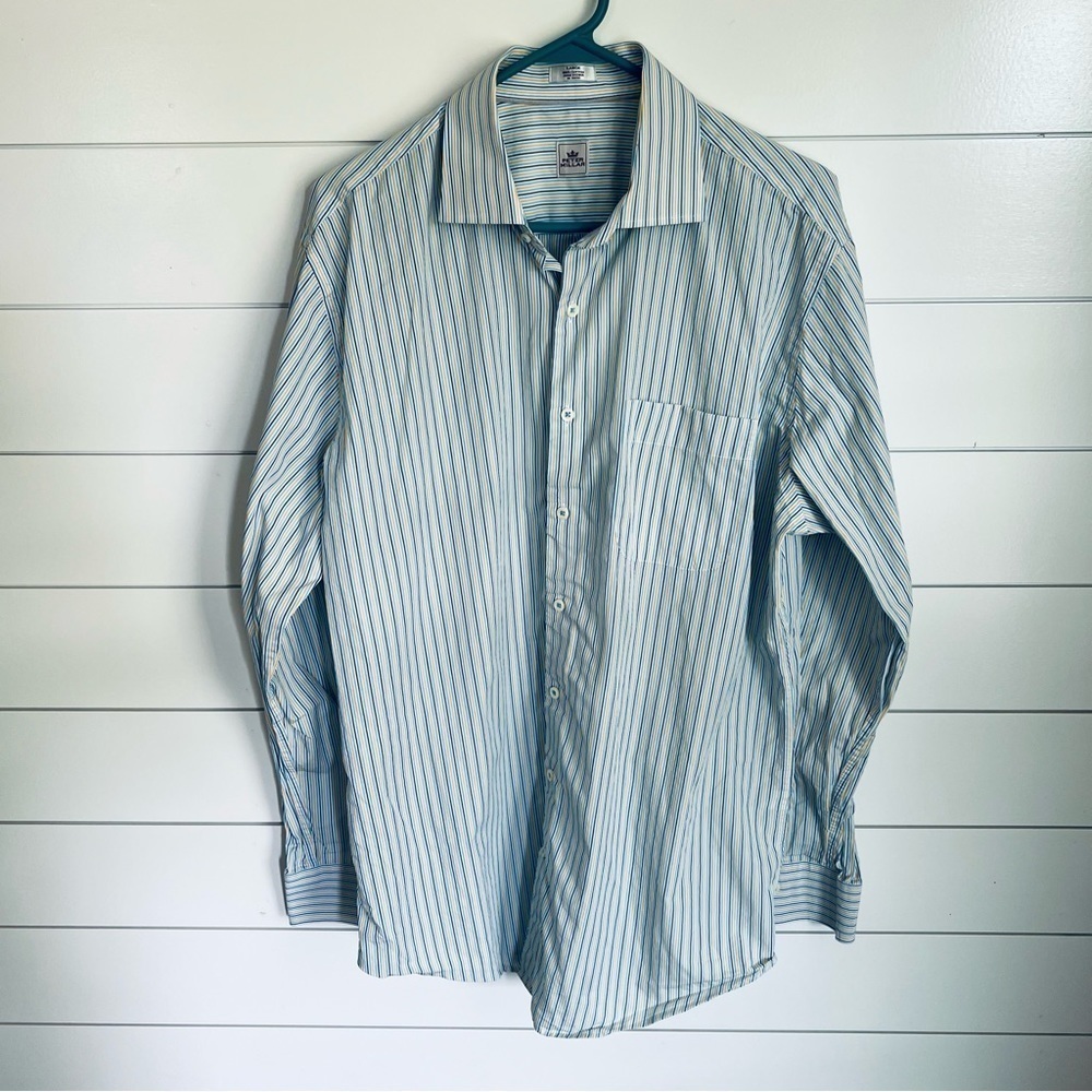 Peter Millar men’s Long Sleeve front pocket striped button down shirt, sz L ⚫️